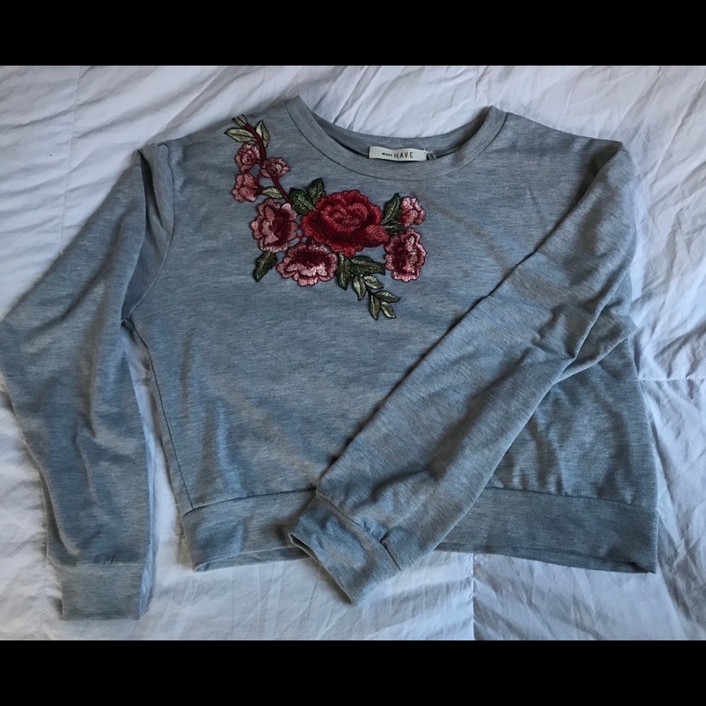floral cropped sweatshirt